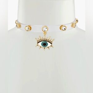 Kurt Geiger Clear Jelly Evil Eye Pendant Choker